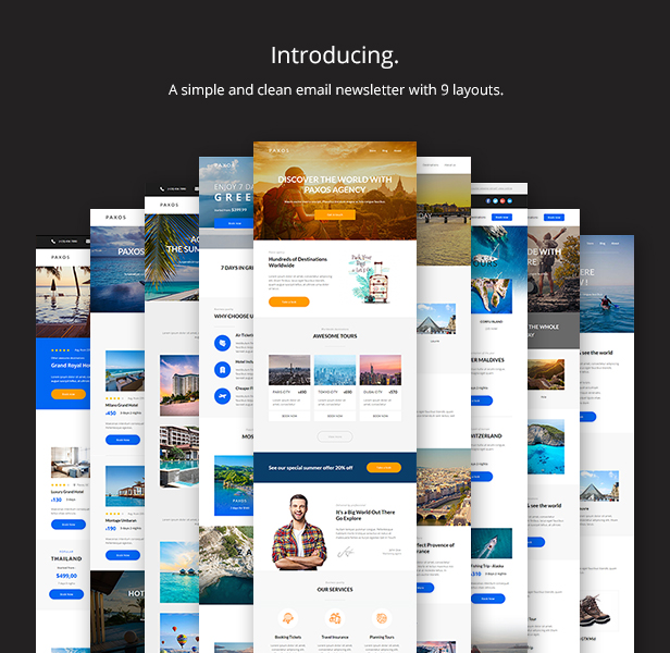 Paxos - Responsive Travel Agency Email Newsletter Template Stampready Builder + Mailchimp + Mailster - 1