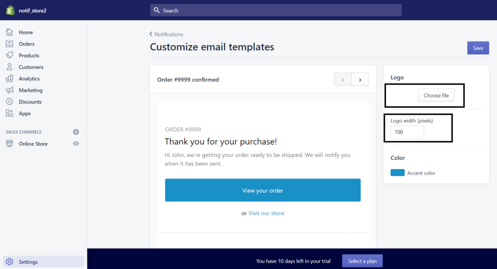 shopify email customization